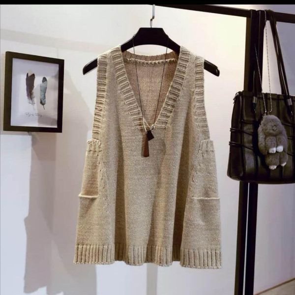 vests woman jacket vest a line loose sweater vest women's pullover vneck vest sleeveless knitwear coat chaleco mujer, Black;white 
vests woman jacket vest a line loose sweater vest women's pullover vneck vest sleeveless knitwear coat chaleco mujer, Black;white