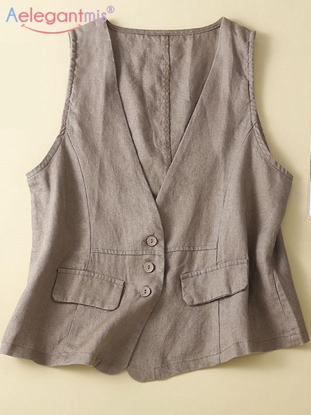 vests aelegantmis cotton linen vests for women sleeveless summer vest coat vneck fake pockets button up vintage thin waistcoat female, Black;white
vests aelegantmis cotton linen vests for women sleeveless summer vest coat vneck fake pockets button up vintage thin waistcoat female, Black;white