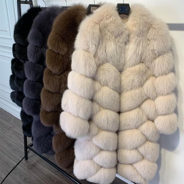 fur long ladies fox fur coat women's real fur jacket, Black