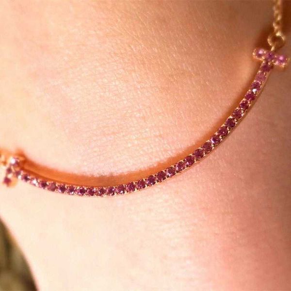 925 sterling silver smiling face necklace t series pendant 18k rose gold powder diamond collar chain colorless on valentine's day, Black
925 sterling silver smiling face necklace t series pendant 18k rose gold powder diamond collar chain colorless on valentine's day, Black