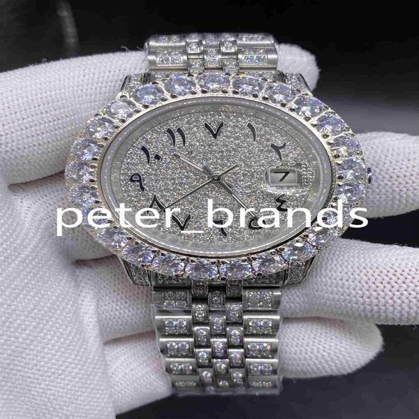 arabic dial watch diamond watch luxury iced out watch automatic 43mm men silver waterproof 316l stainless set cz diamond2660, Slivery;brown
arabic dial watch diamond watch luxury iced out watch automatic 43mm men silver waterproof 316l stainless set cz diamond2660, Slivery;brown