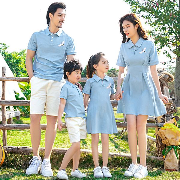 family matching outfits summer children's wear mom and daughter matching dress summer father son matching clothes family look 230421, Blue
family matching outfits summer children's wear mom and daughter matching dress summer father son matching clothes family look 230421, Blue