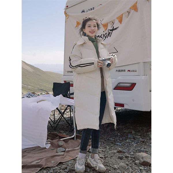 leather women down parka mid length white stripe jacket baggy winter waterproof warm duck feather down female hooded puffer coat outwear, Black
leather women down parka mid length white stripe jacket baggy winter waterproof warm duck feather down female hooded puffer coat outwear, Black