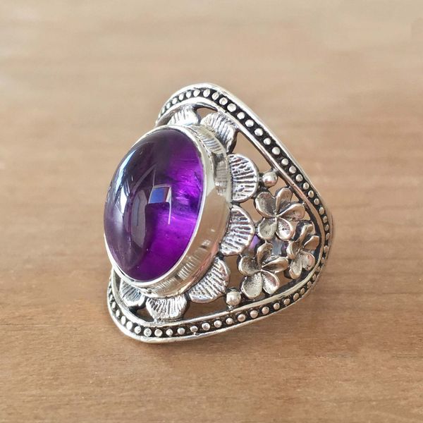 s3609 retro nepal purple crystal ring for man woman flower hollow out figer rings, Silver
s3609 retro nepal purple crystal ring for man woman flower hollow out figer rings, Silver