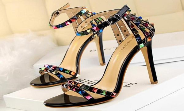 new season women pumps sandals 11cm gladiator colour rivets open toes stiletto buckle strap lady party shoes summer 7 colour9332438, Black
new season women pumps sandals 11cm gladiator colour rivets open toes stiletto buckle strap lady party shoes summer 7 colour9332438, Black