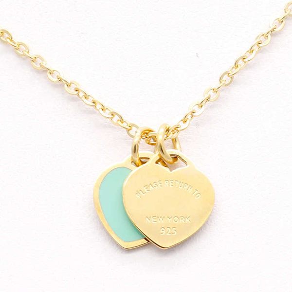 new stainless steel enamel pink two heart necklace tiffy neck chain short women's 18k gold titanium steel necklace, Black
new stainless steel enamel pink two heart necklace tiffy neck chain short women's 18k gold titanium steel necklace, Black