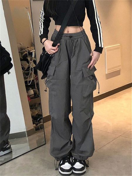 women's pants capris qweek y2k streetwear gray cargo pants women oversized hip hop egirl pockets wide leg trousers korean style drawstr, Black;white
women's pants capris qweek y2k streetwear gray cargo pants women oversized hip hop egirl pockets wide leg trousers korean style drawstr, Black;white