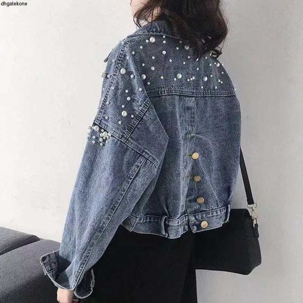 women's jackets rimocy new pearls denim coats for women fashion buttons long sleeve crop woman blue loose streetwear female, Black;brown
women's jackets rimocy new pearls denim coats for women fashion buttons long sleeve crop woman blue loose streetwear female, Black;brown