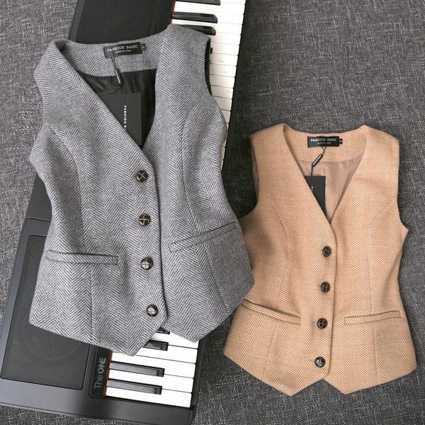vests warm retro women's winter thick woolen herringbone pattern vest fashion formal slim fit business dress vest, Black;white
vests warm retro women's winter thick woolen herringbone pattern vest fashion formal slim fit business dress vest, Black;white