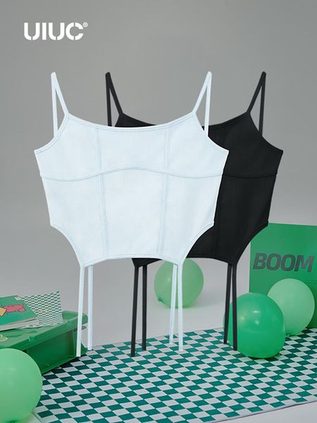 tanks uiuc ribbons crop tank women ribbed camisoles, Black;white 
tanks uiuc ribbons crop tank women ribbed camisoles, Black;white