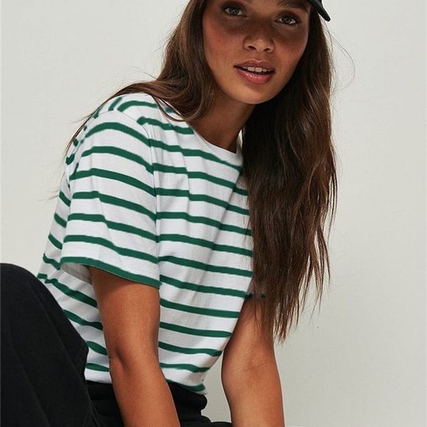 women's t-shirt ladies loose cotton summer short sleeve o neck striped basic t-shirts women t shirt casual cozy tee harajuku shirt fem, White
women's t-shirt ladies loose cotton summer short sleeve o neck striped basic t-shirts women t shirt casual cozy tee harajuku shirt fem, White