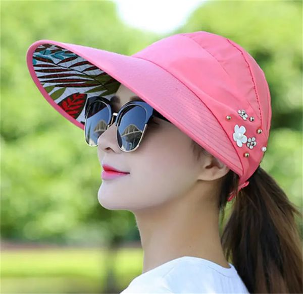 elegant wide brim visor hat with faux pearl flower decor - perfect for outdoor sun protection, Blue;gray
elegant wide brim visor hat with faux pearl flower decor - perfect for outdoor sun protection, Blue;gray