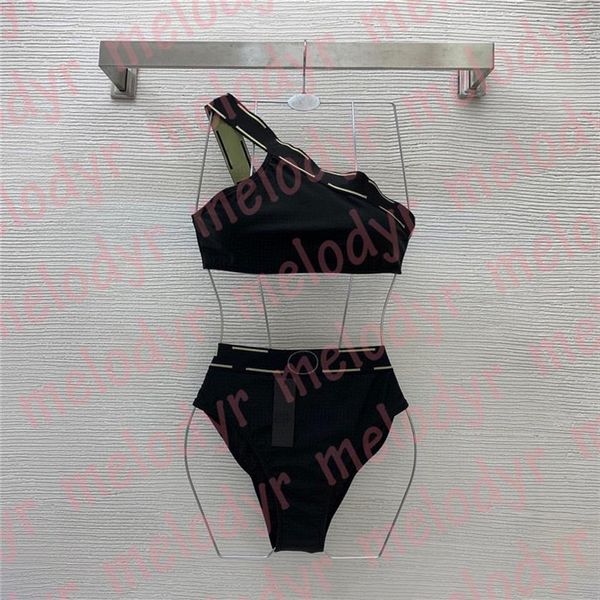 women two piece swimwear one shoulder swimsuit designer beach bathing suit classic printed bikini set254g, Black
women two piece swimwear one shoulder swimsuit designer beach bathing suit classic printed bikini set254g, Black
