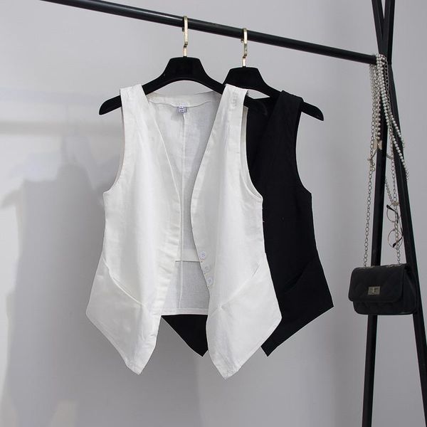 vests new fashion women cotton linen vest short style elastic waist slim elegant office female black white jackets outerwear
vests new fashion women cotton linen vest short style elastic waist slim elegant office female black white jackets outerwear