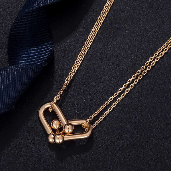 designertiffy u-shaped pendant necklace double ring horseshoe buckle layer small chain women, Black
designertiffy u-shaped pendant necklace double ring horseshoe buckle layer small chain women, Black