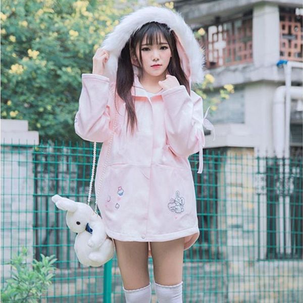 leather winter sweet harajuku pink trench coat bunny print hooded jackets kawaii cute warm windbreaker young girl fur collar outwear, Black
leather winter sweet harajuku pink trench coat bunny print hooded jackets kawaii cute warm windbreaker young girl fur collar outwear, Black