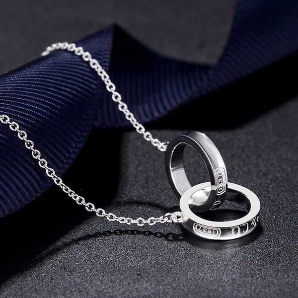 designertiffy double ring necklace 1837 light luxury simple 925 silver fashion charm pendant women's high grade collar chain, Black
designertiffy double ring necklace 1837 light luxury simple 925 silver fashion charm pendant women's high grade collar chain, Black