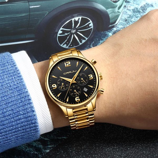 2020 crrju new multi-function six-pin chronograph watch for man army soldiers stainless steel band wrist watch male quartz clock284f, Slivery;brown 
2020 crrju new multi-function six-pin chronograph watch for man army soldiers stainless steel band wrist watch male quartz clock284f, Slivery;brown