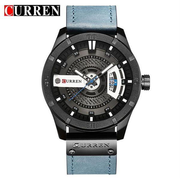 curren luxury brand analog sports wristwatch display date men's quartz watch business male clock relogio masculino montre hom210o, Slivery;brown