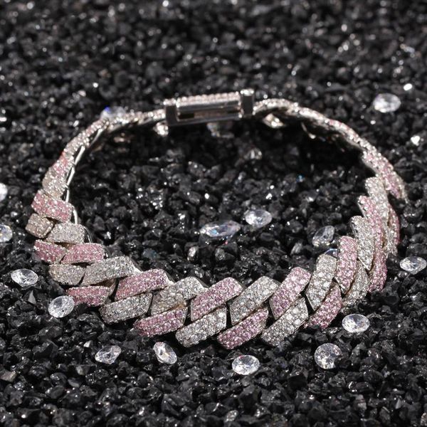 white pink cubic zirconia ice out two tone miami cuban link chain bracelets can open lock women men bling cz rapper jewelry233c, Black
white pink cubic zirconia ice out two tone miami cuban link chain bracelets can open lock women men bling cz rapper jewelry233c, Black