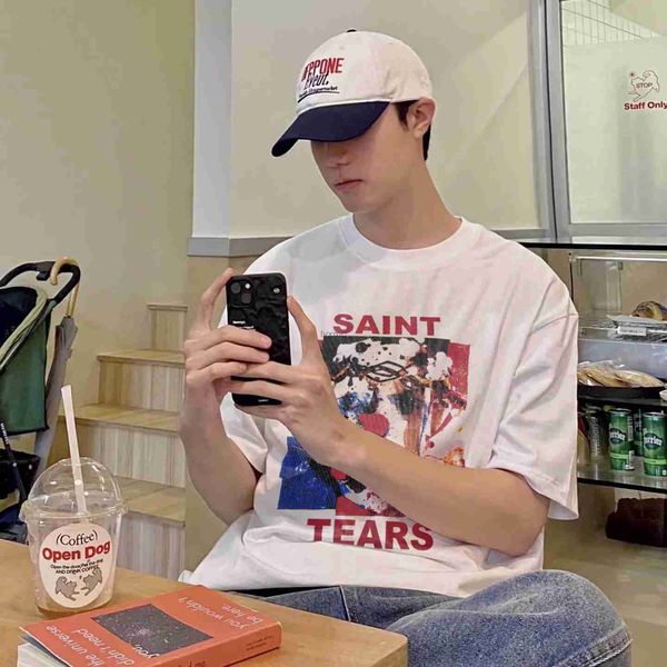 men's t-shirts saint michael summer joker oil painting new cotton loose half sleeve couple short fashion t-shirt idvq, White;black
men's t-shirts saint michael summer joker oil painting new cotton loose half sleeve couple short fashion t-shirt idvq, White;black