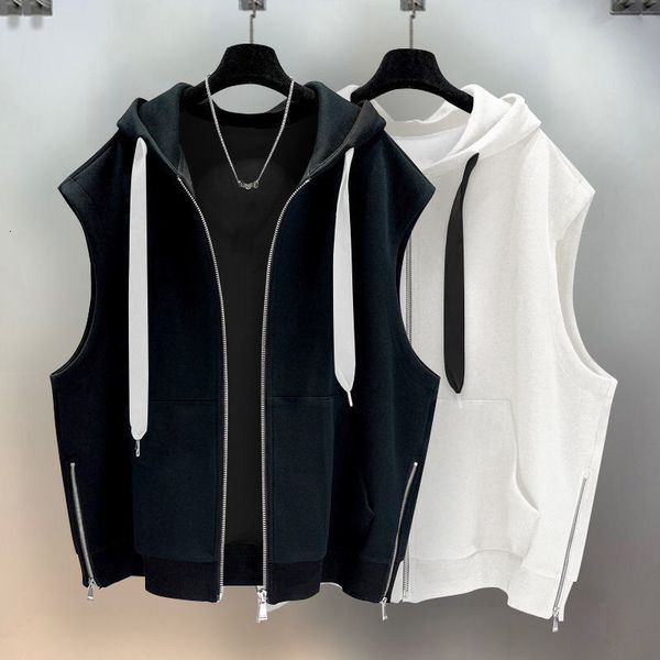 men's vests hooded vest sleeveless jacket cotton cardigan designer outdoor sports outerwear fashion loose spring and autumn streetwear, Black;white
men's vests hooded vest sleeveless jacket cotton cardigan designer outdoor sports outerwear fashion loose spring and autumn streetwear, Black;white