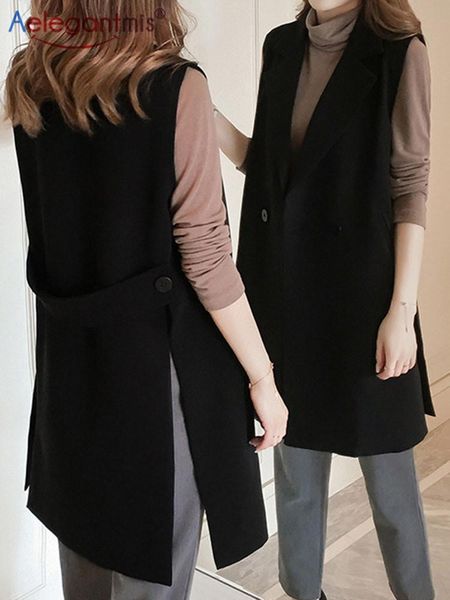 vests aelegantmis spring summer casual midi vest coat for women y2ks split loose blazer vests female korean office lady jackets, Black;white
vests aelegantmis spring summer casual midi vest coat for women y2ks split loose blazer vests female korean office lady jackets, Black;white