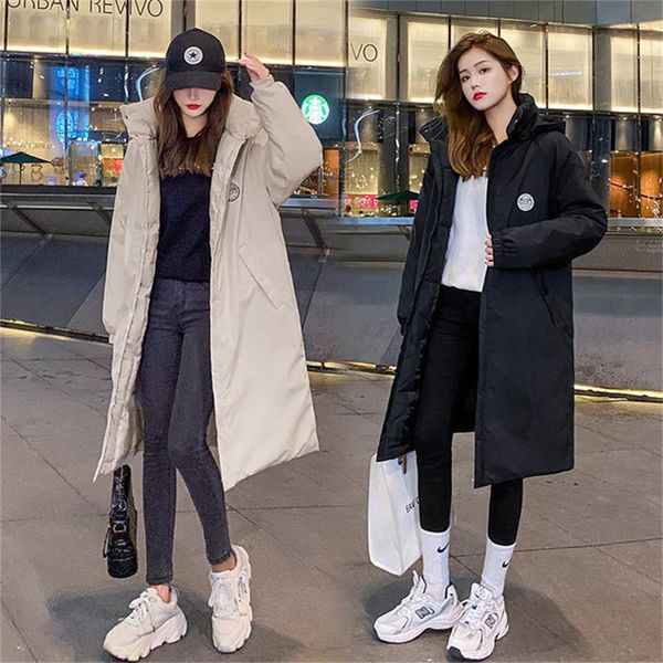 leather long winter down cotton jacket women thick hooded parka female solid warm clothes loose oversized windbreaker, Black
leather long winter down cotton jacket women thick hooded parka female solid warm clothes loose oversized windbreaker, Black