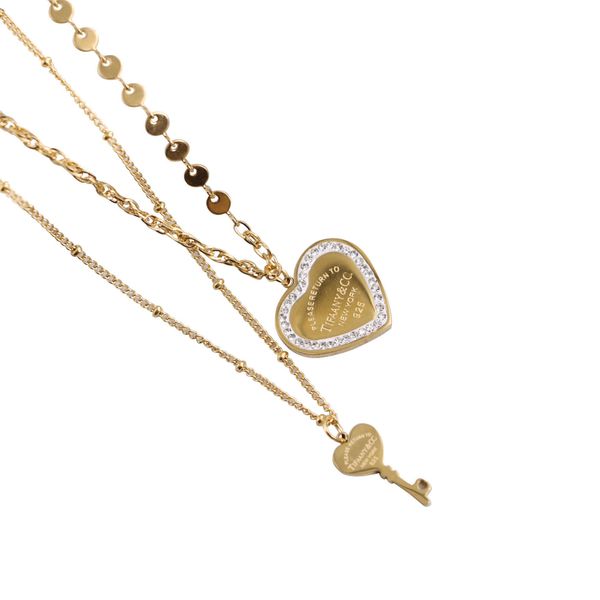 designertitanium steel 18k gold tiffy adhesive diamond heart key asymmetric chain double layer necklace female commuter collar, Black
designertitanium steel 18k gold tiffy adhesive diamond heart key asymmetric chain double layer necklace female commuter collar, Black