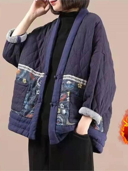 leather winter women parkas national wind cotton linen printed cottonpadded retro button thick pockets casual warm coat yoyikamomo, Black
leather winter women parkas national wind cotton linen printed cottonpadded retro button thick pockets casual warm coat yoyikamomo, Black