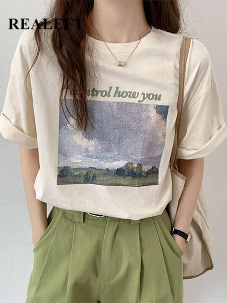 t-shirt realeft summer 2022 new classic oil painting women's tshirts letter chic oneck short sleeve casual loose female basic, White
t-shirt realeft summer 2022 new classic oil painting women's tshirts letter chic oneck short sleeve casual loose female basic, White