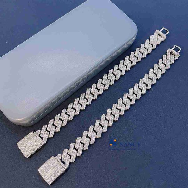 luxury hiphop jewelry 2 row iced out vvsmoissanite diamond iced out men cuban link bracelet chain, Silver
luxury hiphop jewelry 2 row iced out vvsmoissanite diamond iced out men cuban link bracelet chain, Silver