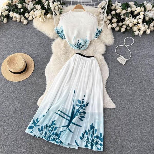 work dresses luxury skirt 2 pieces set women's o-neck stretched print high elastic waist a-line pleated maxi suit outfits femmer, White;black
work dresses luxury skirt 2 pieces set women's o-neck stretched print high elastic waist a-line pleated maxi suit outfits femmer, White;black