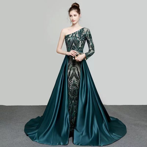 2023 prom dresses emerald green detachable tail mermaid one shoulder sequins party dresses ruffles glitter celebrity custom made plus size e, Black
2023 prom dresses emerald green detachable tail mermaid one shoulder sequins party dresses ruffles glitter celebrity custom made plus size e, Black