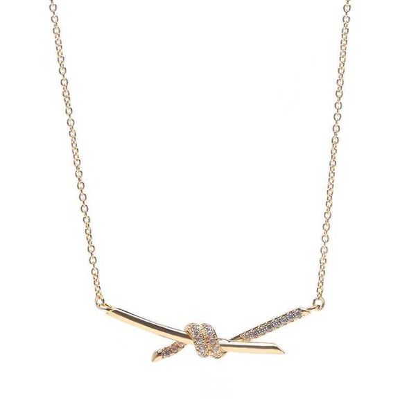 t's knot necklace female knot valley ailing net red the same 18k rose gold diamond and set wrapped around collarbone neck chain, Black
t's knot necklace female knot valley ailing net red the same 18k rose gold diamond and set wrapped around collarbone neck chain, Black