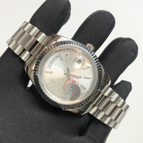 17 types men watches luxury watch silver case dial 40mm day date automatic mechanical sweeping mens watch stainless steel bracelet luminous, Slivery;brown
17 types men watches luxury watch silver case dial 40mm day date automatic mechanical sweeping mens watch stainless steel bracelet luminous, Slivery;brown