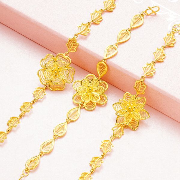 women bracelet wrist chain rose flower design 18k gold color real lady jewelry gift, Black
women bracelet wrist chain rose flower design 18k gold color real lady jewelry gift, Black