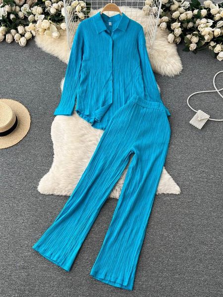 pants summer women solid casual fashion pants suit female long sleeve blouse high waist long pants two piece set, White
pants summer women solid casual fashion pants suit female long sleeve blouse high waist long pants two piece set, White
