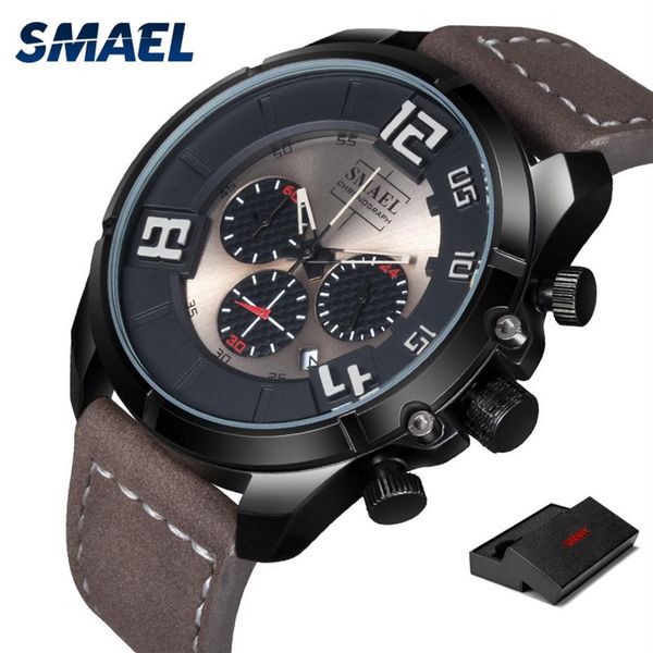 smael new casual sport mens watches brand luxury leather fashion wrist watch for male clock sl-9075 chronograph wristwatches m243z, Slivery;brown
smael new casual sport mens watches brand luxury leather fashion wrist watch for male clock sl-9075 chronograph wristwatches m243z, Slivery;brown