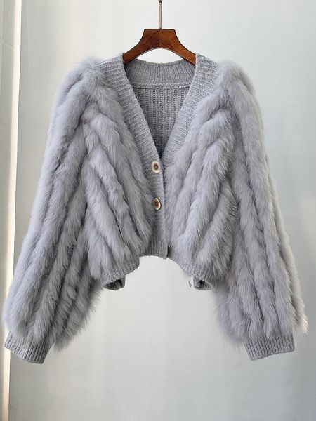 fur 2021 winter oversize ladies sweater knitted cardigan natural fox fur women's luxury autumn vneck sweater, Black
fur 2021 winter oversize ladies sweater knitted cardigan natural fox fur women's luxury autumn vneck sweater, Black