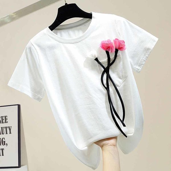 t-shirt casual 3d flower decoration cotton short sleeve tshirt female 2022 summer new black white tshirt woman tees
t-shirt casual 3d flower decoration cotton short sleeve tshirt female 2022 summer new black white tshirt woman tees