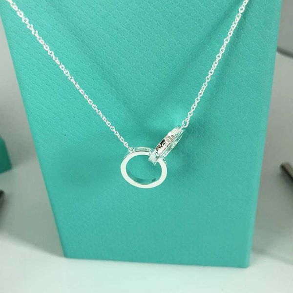 tiffy s925 silver female round rose gold 1837 double ring necklace fashionable versatile personality simple, Black
tiffy s925 silver female round rose gold 1837 double ring necklace fashionable versatile personality simple, Black