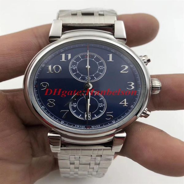 montre de lux mens watches iw393402 date blue dial silver steel case montre japanese quartz movement chronograph wristwatche269p, Slivery;brown
montre de lux mens watches iw393402 date blue dial silver steel case montre japanese quartz movement chronograph wristwatche269p, Slivery;brown