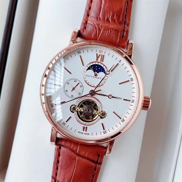 fashion swiss watch leather tourbillon moon phase multifunctional leather strap men's mechanical movement steel watch relogio242w, Slivery;brown
fashion swiss watch leather tourbillon moon phase multifunctional leather strap men's mechanical movement steel watch relogio242w, Slivery;brown