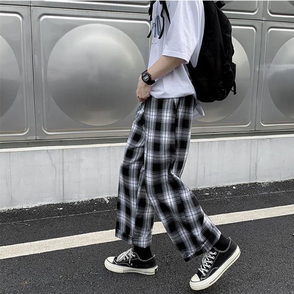 pants elastic waist fashion trousers streetwear harajuku korean retro ins men casual pants plaid ankle length loose wide leg allmatch, Black
pants elastic waist fashion trousers streetwear harajuku korean retro ins men casual pants plaid ankle length loose wide leg allmatch, Black