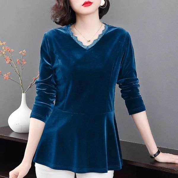 t-shirt elegant vneck velvet tee women chic solid color slim waist spring long sleeve tshirt korean style lace patchwork pullover, White
t-shirt elegant vneck velvet tee women chic solid color slim waist spring long sleeve tshirt korean style lace patchwork pullover, White
