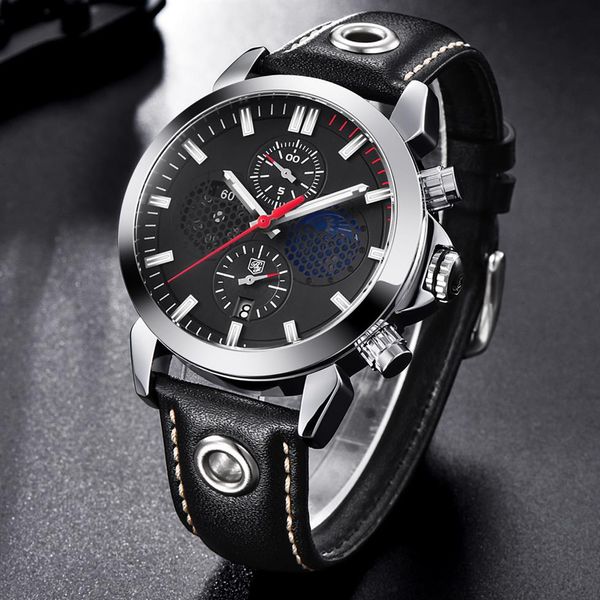 benyar fashion sports chronograph watches men moon phase leather skeleton quartz watch support drop white red277d, Slivery;brown
benyar fashion sports chronograph watches men moon phase leather skeleton quartz watch support drop white red277d, Slivery;brown
