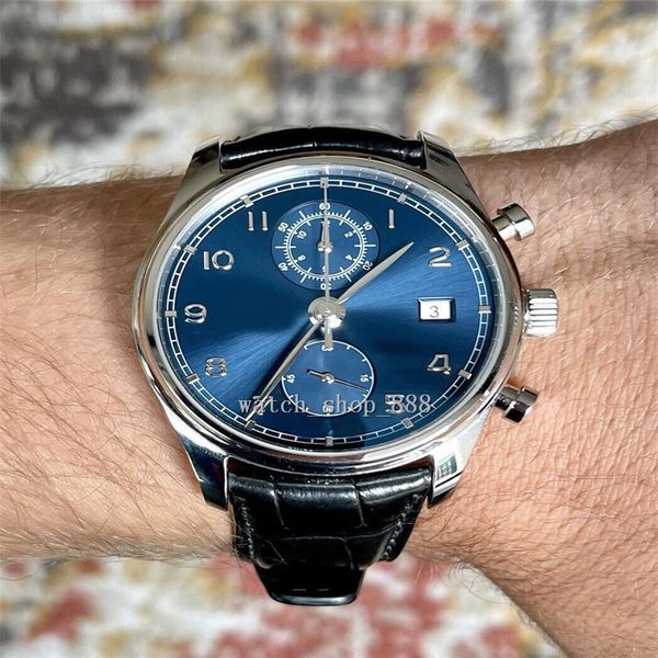 luxury wristwatch chronograph classic 42mm date flyback blue dial iw390303 men's automatic watch282g, Slivery;brown
luxury wristwatch chronograph classic 42mm date flyback blue dial iw390303 men's automatic watch282g, Slivery;brown