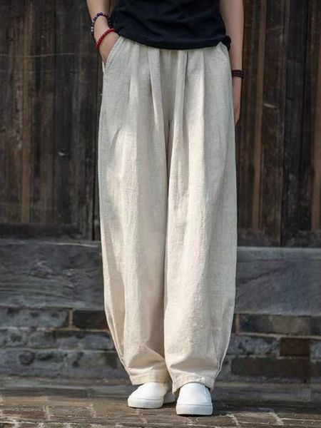 women's pants capris cotton hemp elegant woman trousers chinese style fashion trend baggy pants black vintage elastic waist oversize pa, Black;white
women's pants capris cotton hemp elegant woman trousers chinese style fashion trend baggy pants black vintage elastic waist oversize pa, Black;white