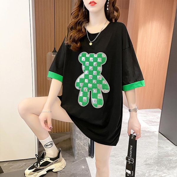 t-shirt midlength towel embroidered plaid sequins bear flocking shortsleeved tshirt women's 2022 new loose women's kawaii clothes, White
t-shirt midlength towel embroidered plaid sequins bear flocking shortsleeved tshirt women's 2022 new loose women's kawaii clothes, White
